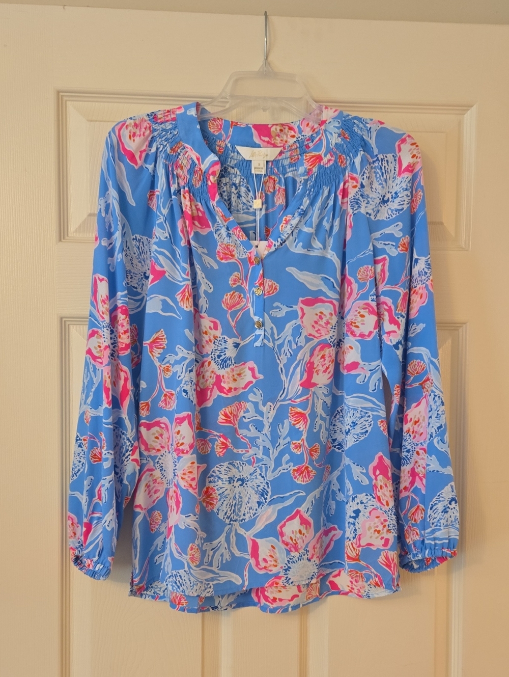 Lilly Pulitzer Blue Floral Elsa Top NWT